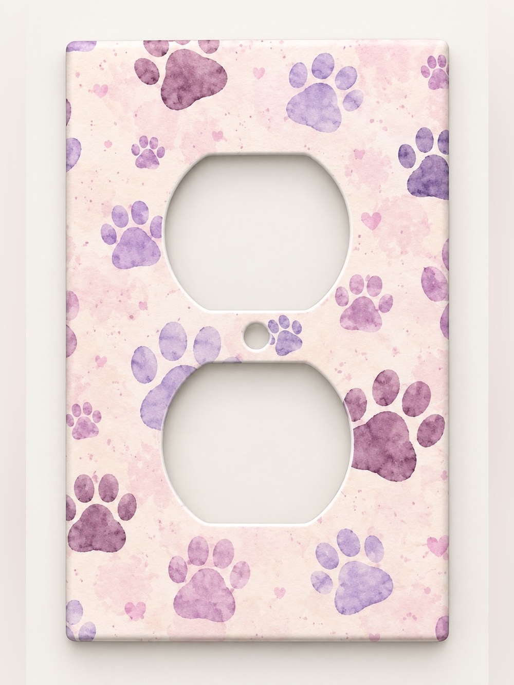 Pink Purple Paw Print Dog Lover Outlet Wall Plate Cover